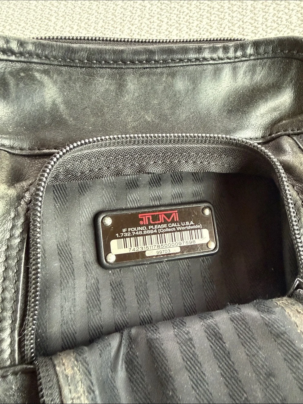 Tumi Black Leather Messenger Bag